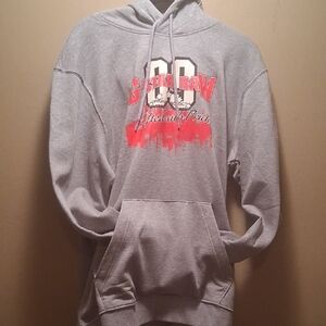 G-Star Gray and Red Graphic Hoodie Xl